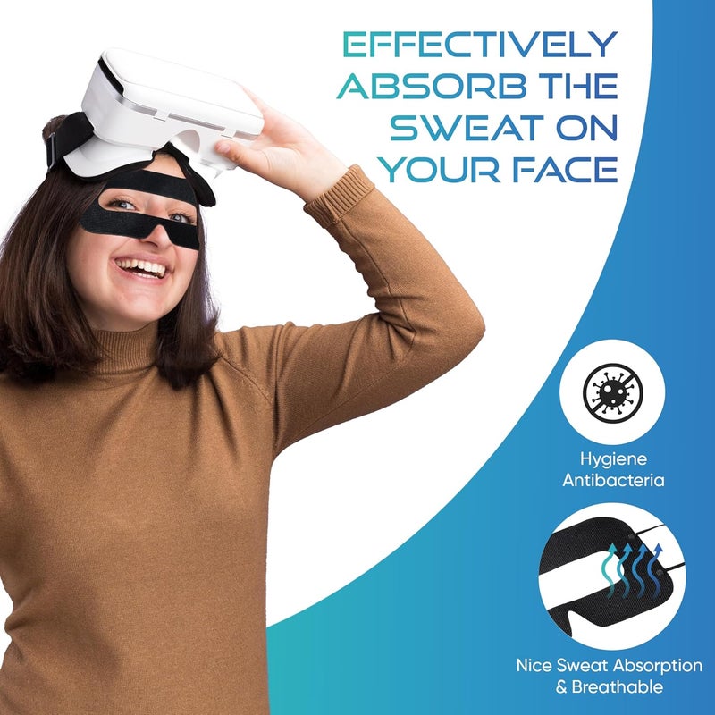 ByteX 200 Pcs Disposable VR Face Mask Breathable Cover Eye Mask for VR Nonwoven Fabric Sanitary VR Mask, VR Eye Cover Pad - Comfortable, Protective, Sweat-Absorbent Face Covers (Black) - Image 4